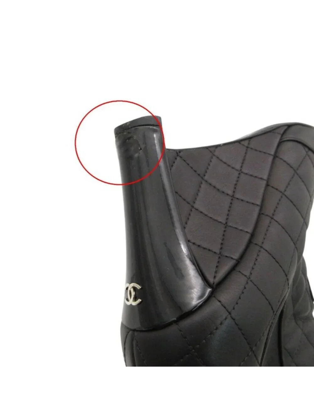 Chanel Boots Booties Short Wedge Sole Quilted Cap Toe Side Gore Leather Shoes